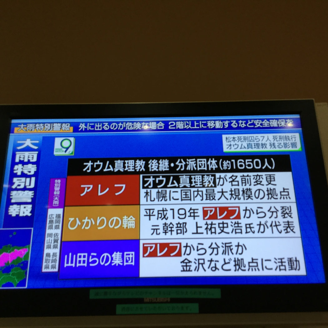 雖然奧姆真理教事件給日本社會帶來重大受害與影響,不過大喊「此刻,死刑執行了!」拿處死刑執行當作新聞秀報導,讓人懷疑日本媒體的人權意識;更重要的是,為何23年前的案子在此時執行了? 雖然奧姆真理教事件給日本社會帶來重大受害與影響,不過大喊「此刻,死刑執行了!」拿處死刑執行當作新聞秀報導,讓人懷疑日本媒體的人權意識;更重要的是,為何23年前的案子在此時執行了?