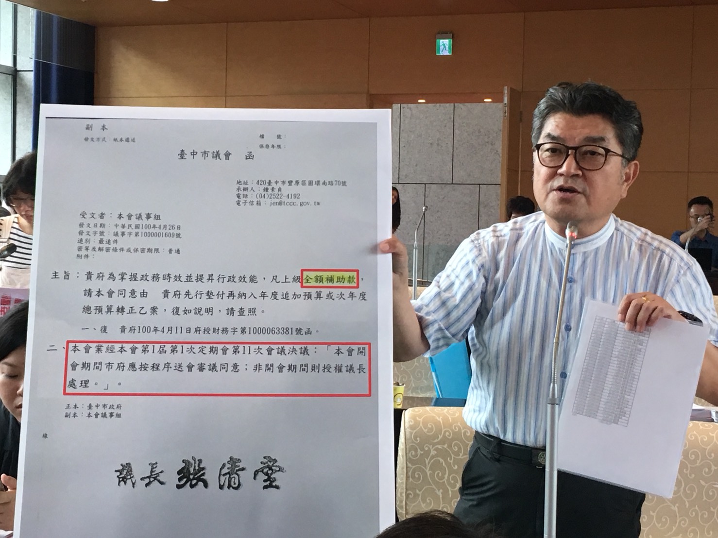 台中市議會民進黨團批評國民黨要求再審中央補助的墊付案,是為操作選舉而惡擋民生預算。 台中市議會民進黨團批評國民黨要求再審中央補助的墊付案,是為操作選舉而惡擋民生預算。