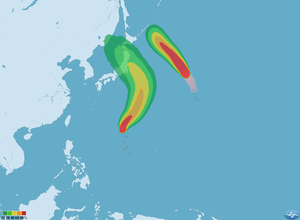 氣象局於今天凌晨2點公告原本在菲律賓東方海面的熱帶性低氣壓,已增強為第12號颱風「雲雀」,未來將向東北朝日本南方海面前進,影響台灣的機率較低。 圖:中央氣象局提供 氣象局於今天凌晨2點公告原本在菲律賓東方海面的熱帶性低氣壓,已增強為第12號颱風「雲雀」,未來將向東北朝日本南方海面前進,影響台灣的機率較低。 圖:中央氣象局提供