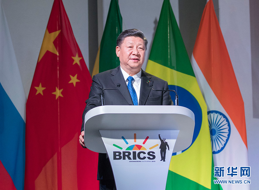 金磚五國(BRICS)高峰會議在南非約翰尼斯堡登場,習近平開幕致詞時說:「應該抵制貿易戰,因為這將不會有贏家。」 圖:新華網 金磚五國(BRICS)高峰會議在南非約翰尼斯堡登場,習近平開幕致詞時說:「應該抵制貿易戰,因為這將不會有贏家。」 圖:新華網