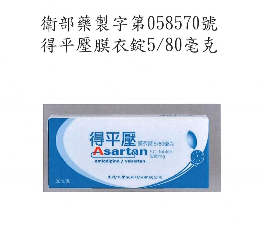 得平壓膜衣錠5/80毫克 圖:食藥署提供 得平壓膜衣錠5/80毫克 圖:食藥署提供
