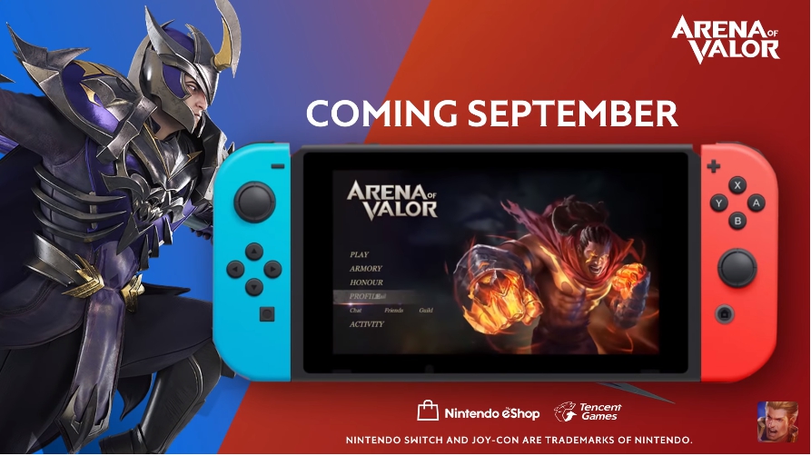 《Garena 傳說對決》預計將在9月登陸任天堂Switch手持主機。 圖:翻攝自 Arena of Valor YouTube 《Garena 傳說對決》預計將在9月登陸任天堂Switch手持主機。 圖:翻攝自 Arena of Valor YouTube