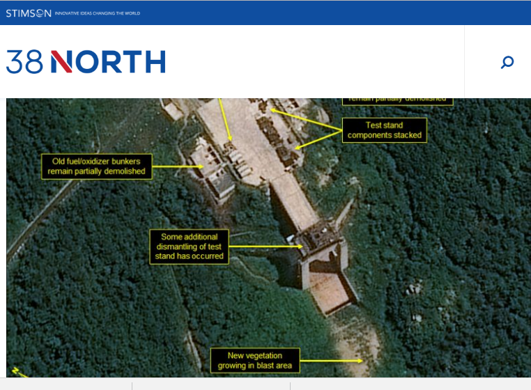 「38 North」網站公布最新衛星圖像數據顯示,朝鮮暫停拆除平安北道西海衛星發射場設施工作。 圖:翻攝「38 North」網站/CNES 2018 「38 North」網站公布最新衛星圖像數據顯示,朝鮮暫停拆除平安北道西海衛星發射場設施工作。 圖:翻攝「38 North」網站/CNES 2018