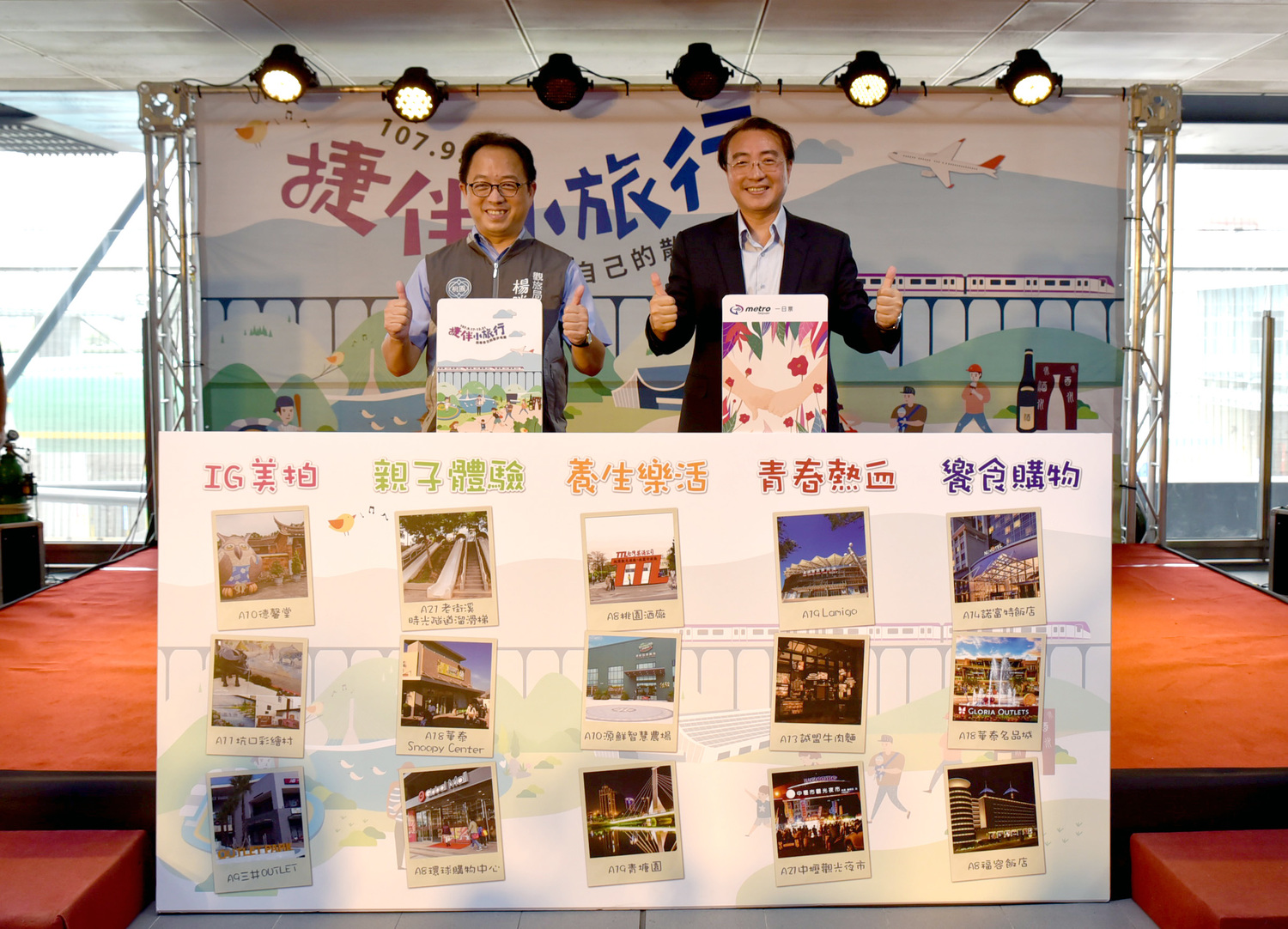 旅遊展內貼出5種桃園的觀光路線,歡迎民眾造訪。 圖:桃園機捷公司/提供 旅遊展內貼出5種桃園的觀光路線,歡迎民眾造訪。 圖:桃園機捷公司/提供