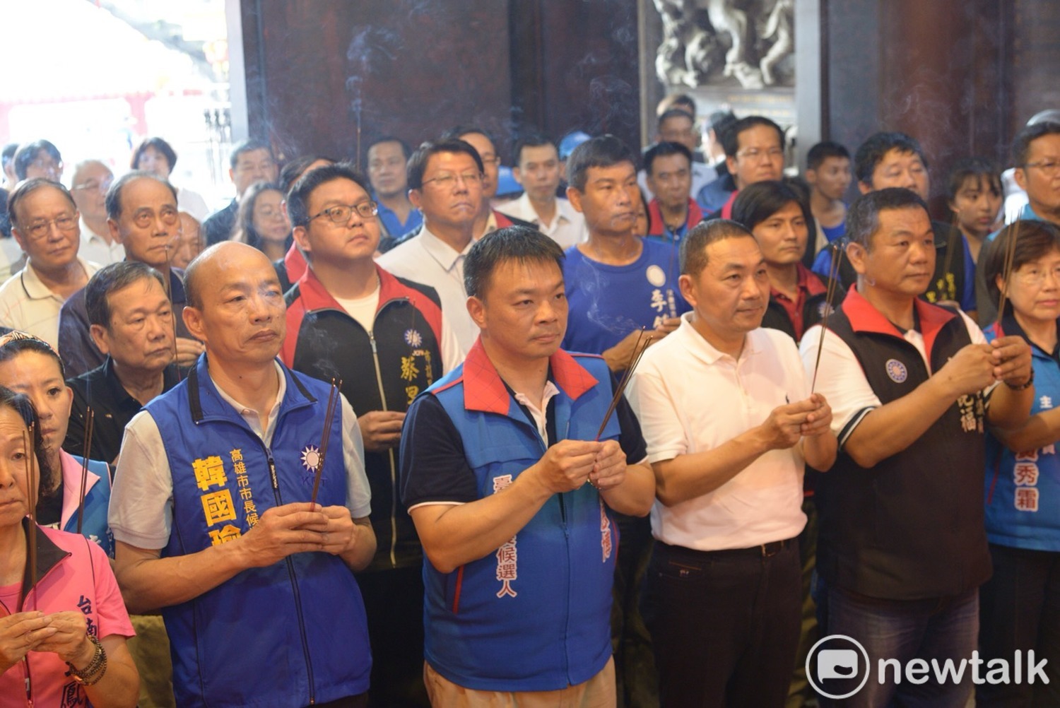 年底選戰正式開打以來,首次三位國民黨市長參選人合體造勢。 圖:黃博郎/攝 年底選戰正式開打以來,首次三位國民黨市長參選人合體造勢。 圖:黃博郎/攝