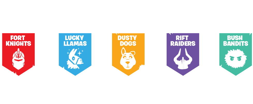 5個俱樂部分別為FORT KNIGHTS、LUCKY LLAMAS、DUSTY DOGS、RIFT RAIDERS與BUSH BANDITS。 5個俱樂部分別為FORT KNIGHTS、LUCKY LLAMAS、DUSTY DOGS、RIFT RAIDERS與BUSH BANDITS。