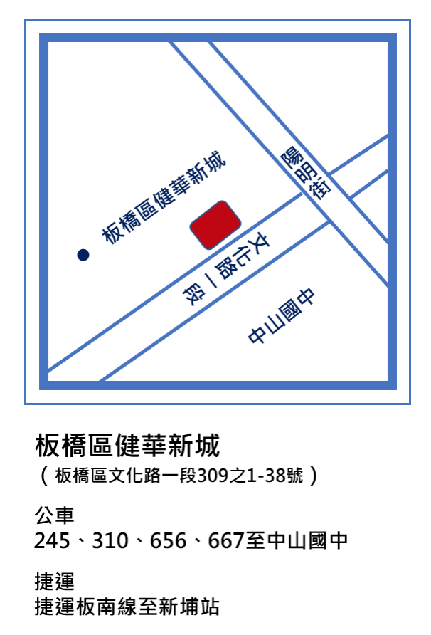 如何去板橋區健華新城看這裡! 圖:截自新北市文化局網站 如何去板橋區健華新城看這裡! 圖:截自新北市文化局網站