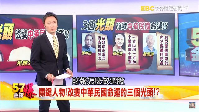 電視節目以「三個光頭,改變中華民國命運!?」為題,把韓國瑜和孫中山、蔣中正並列。 圖/翻攝網路 電視節目以「三個光頭,改變中華民國命運!?」為題,把韓國瑜和孫中山、蔣中正並列。 圖/翻攝網路