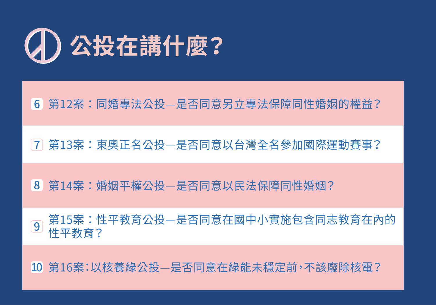 簡單介紹第12案至第16案問題重點。 圖:央廣/提供 簡單介紹第12案至第16案問題重點。 圖:央廣/提供
