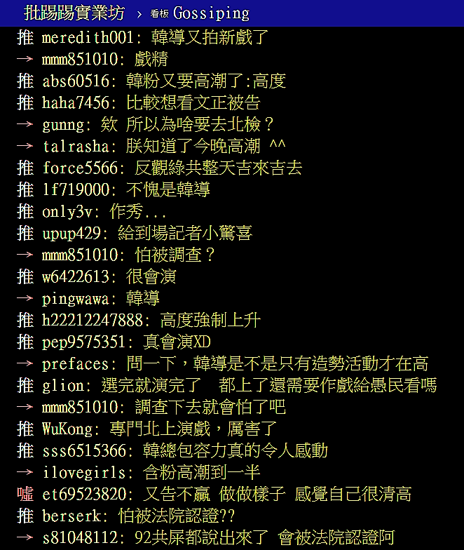 PTT鄉民回應韓國瑜假動作嗆告鄭弘儀 PTT網頁 PTT鄉民回應韓國瑜假動作嗆告鄭弘儀 PTT網頁