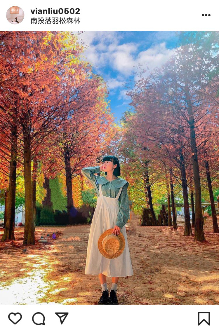 「南投落羽松森林」地面上有許多木雕的裝置,模樣十分可愛。 圖:翻攝自instagram/vianliu0502 開放權限 「南投落羽松森林」地面上有許多木雕的裝置,模樣十分可愛。 圖:翻攝自instagram/vianliu0502 開放權限