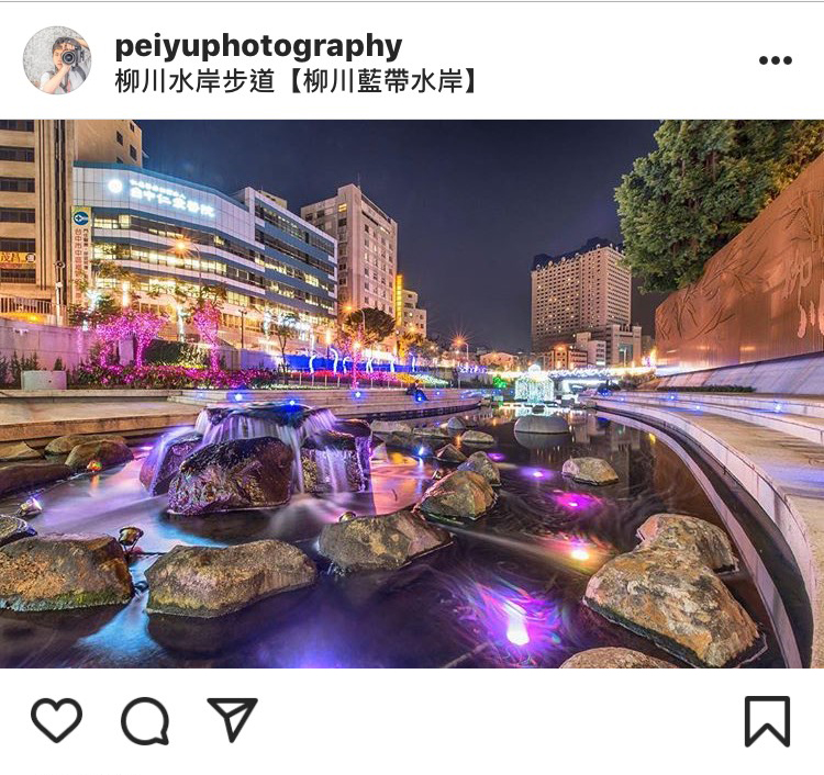 柳川水岸越夜越美麗。 圖:翻攝自instagram peiyuphotography/開放權限 柳川水岸越夜越美麗。 圖:翻攝自instagram peiyuphotography/開放權限