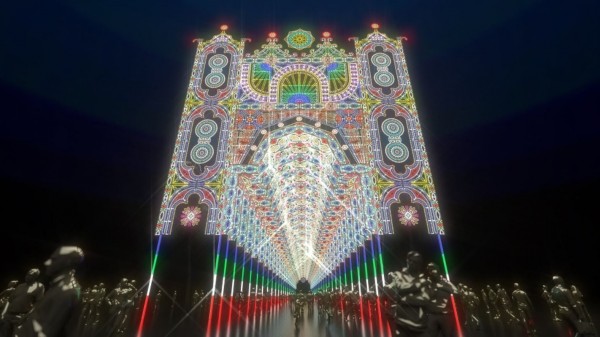 「Façade」是設置在仁愛路四段逸仙路口的大型建築物,呈現華麗、壯觀、雄偉氣氛。 圖:台北市政府商業處/提供 「Façade」是設置在仁愛路四段逸仙路口的大型建築物,呈現華麗、壯觀、雄偉氣氛。 圖:台北市政府商業處/提供