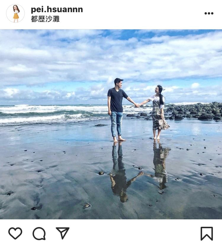 「都歷海灘」退潮前後一小時是最容易拍出天空之鏡的時間。 圖:翻攝自instagram pei.hsuannn/開放權限 「都歷海灘」退潮前後一小時是最容易拍出天空之鏡的時間。 圖:翻攝自instagram pei.hsuannn/開放權限