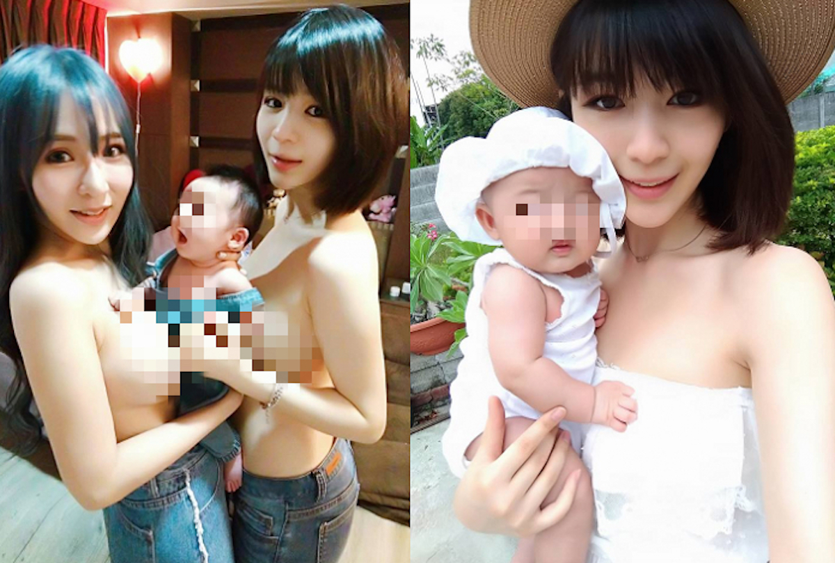 兩名正妹 Echo 與閨密默默上空用雪乳包夾嬰兒。 Echo 正是女嬰「晴天」的母親。 圖 : 翻攝自網路 兩名正妹 Echo 與閨密默默上空用雪乳包夾嬰兒。 Echo 正是女嬰「晴天」的母親。 圖 : 翻攝自網路