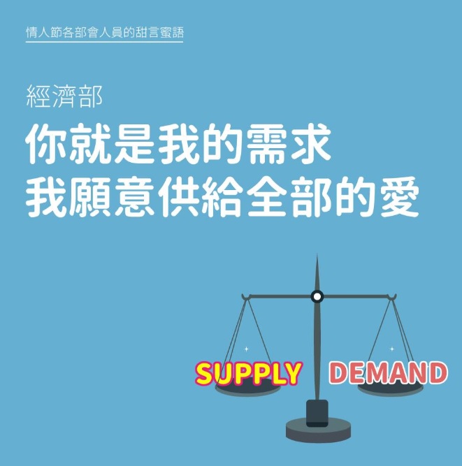 經濟部版本情人節撩妹金句。 圖:擷取自財政部臉書 經濟部版本情人節撩妹金句。 圖:擷取自財政部臉書