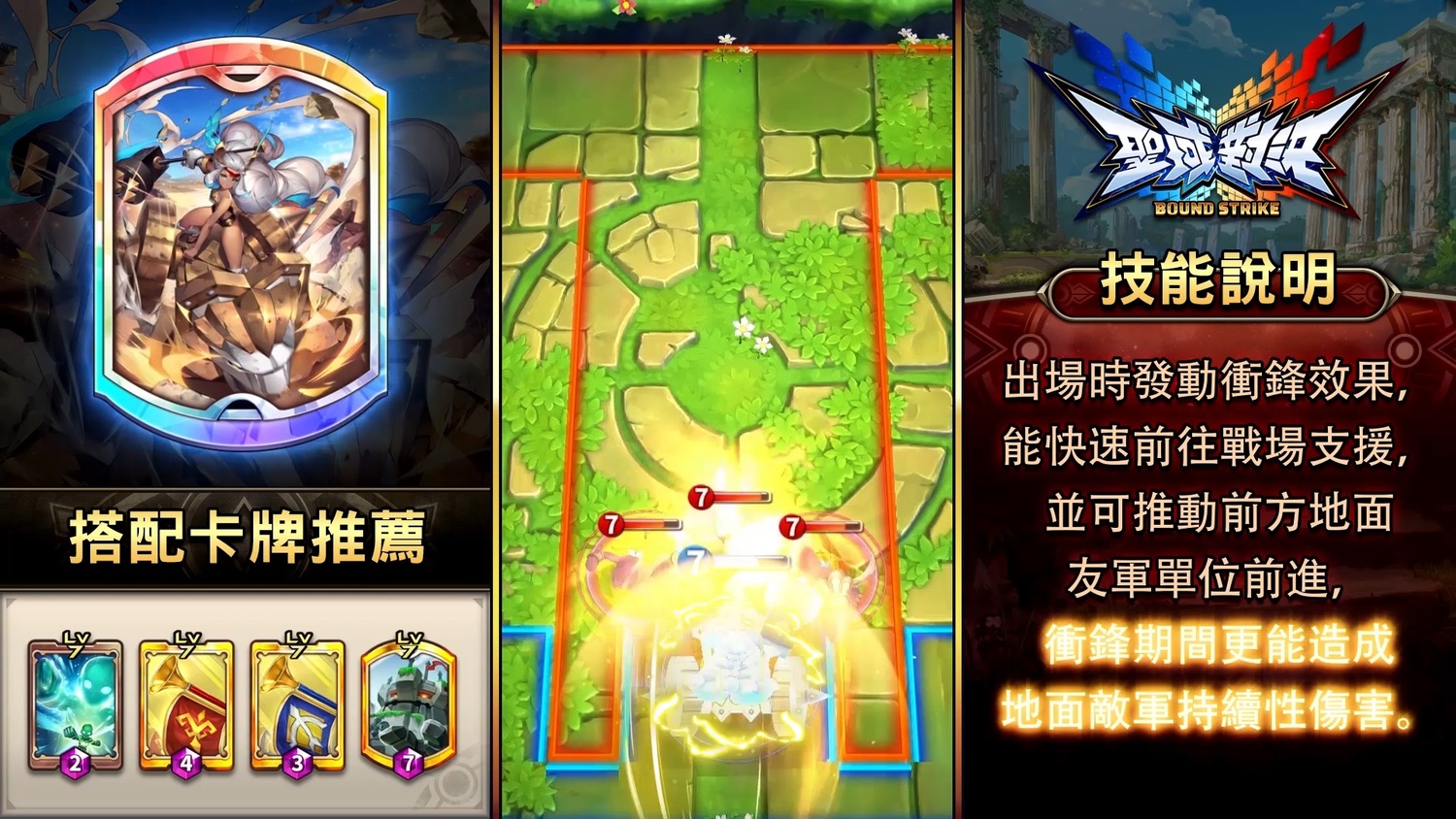 角色進場時會發動衝鋒技能協助友軍快速推進亦可造成周邊敵人大量傷害 角色進場時會發動衝鋒技能協助友軍快速推進亦可造成周邊敵人大量傷害