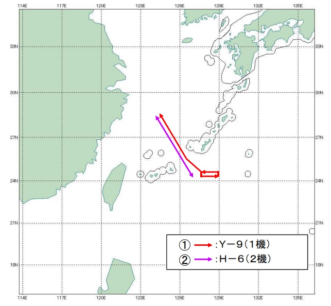 中國軍機今天再次出動到西太平洋演訓,日本防衛省今天下午公佈其動向。 圖:翻攝自日本防衛隊官網 中國軍機今天再次出動到西太平洋演訓,日本防衛省今天下午公佈其動向。 圖:翻攝自日本防衛隊官網
