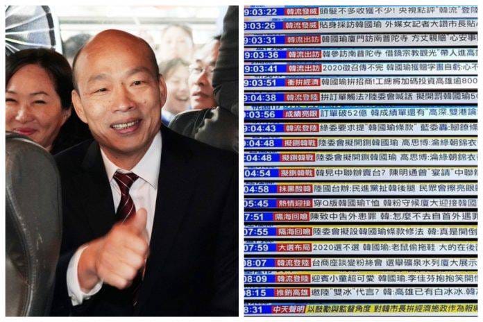 網友整理台灣某媒體瘋狂報導韓國瑜的貼圖嘲諷「跟韓天新聞台有87分像」。 圖:翻攝王丹网站 Wang Dan's Page臉書 網友整理台灣某媒體瘋狂報導韓國瑜的貼圖嘲諷「跟韓天新聞台有87分像」。 圖:翻攝王丹网站 Wang Dan's Page臉書
