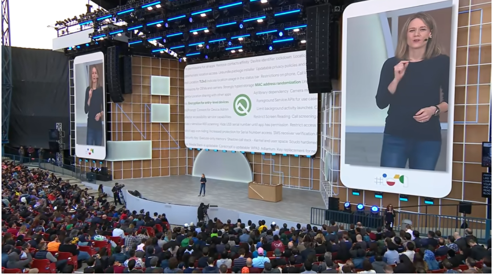 Google在日前的i/o開發者大會發表Android Q。 圖:翻攝發表會影片 Google在日前的i/o開發者大會發表Android Q。 圖:翻攝發表會影片