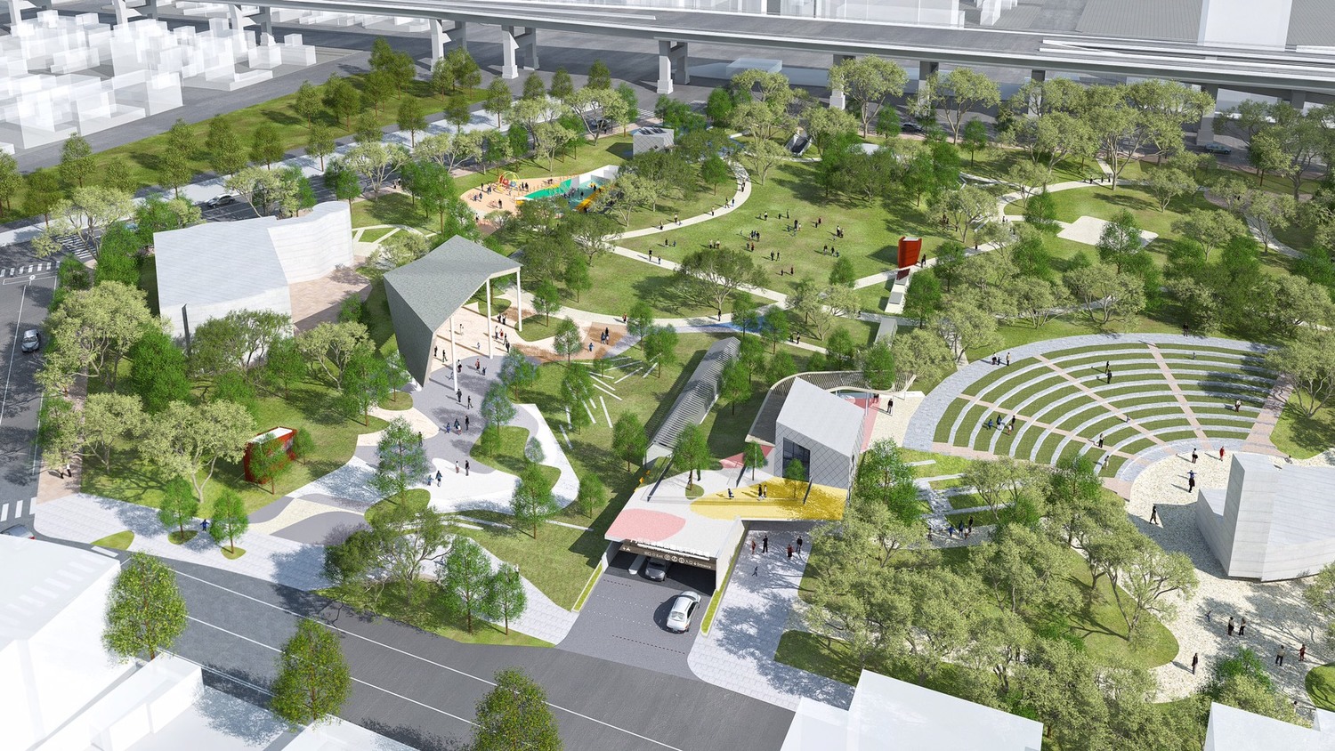新北市府力拚板橋音樂公園新建地下停車場明年6月完工,屆時可提供611個汽、機車停車位。圖為停車場模擬示意圖。 圖:新北市交通局/提供 新北市府力拚板橋音樂公園新建地下停車場明年6月完工,屆時可提供611個汽、機車停車位。圖為停車場模擬示意圖。 圖:新北市交通局/提供