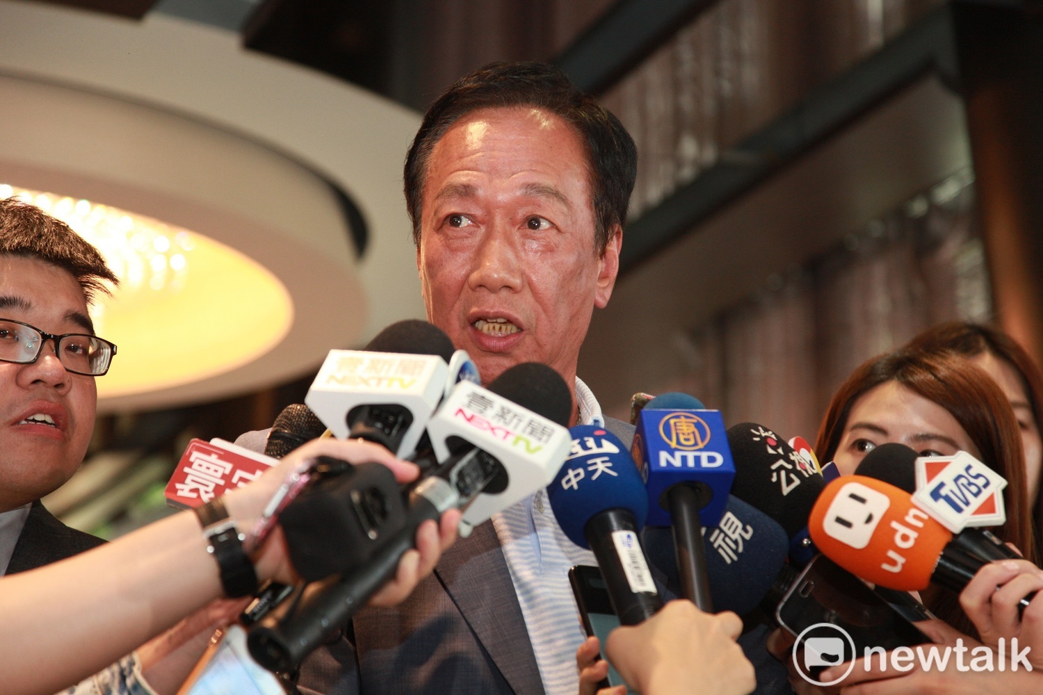 身為國民黨總統候選人之一的郭台銘。 圖:林昀真/攝(資料照片) 身為國民黨總統候選人之一的郭台銘。 圖:林昀真/攝(資料照片)