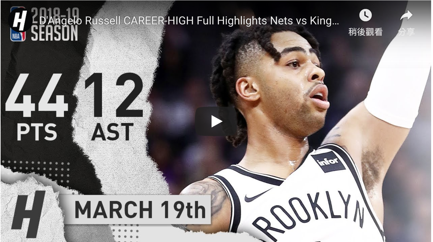 籃網D’Angelo Russell。 圖/美聯社/達志影像 籃網D’Angelo Russell。 圖/美聯社/達志影像