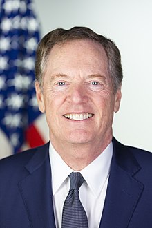 美國貿易談判代表萊特海澤被爆,24日將先率隊前往中國上海,為談判做準備。 圖:翻攝自維基網站 美國貿易談判代表萊特海澤被爆,24日將先率隊前往中國上海,為談判做準備。 圖:翻攝自維基網站