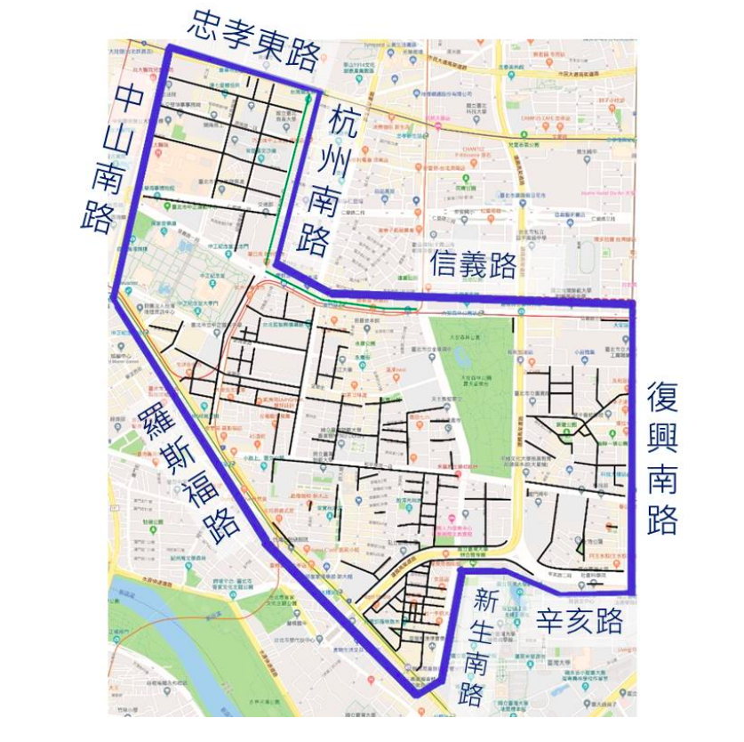 自9月16日起規劃中正區、大安區(約辛亥路以北;忠孝東路及信義路以南;羅斯福路及中山南路以東;杭州南路、復興南路及新生南路以西的範圍)共2,237格收費汽車格位為智慧停車收費區 圖:台北市停管處/提供 自9月16日起規劃中正區、大安區(約辛亥路以北;忠孝東路及信義路以南;羅斯福路及中山南路以東;杭州南路、復興南路及新生南路以西的範圍)共2,237格收費汽車格位為智慧停車收費區 圖:台北市停管處/提供