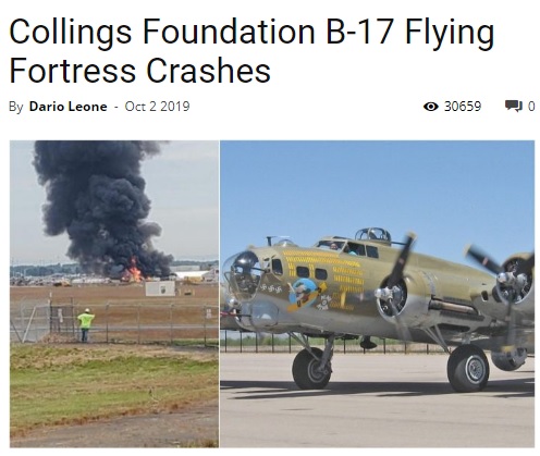 墜毀的B-17轟炸機是1930年代的主力戰機,退役後仍時常參與活動,未料意外墜毀。 圖:翻攝自美航空極客俱樂部官網 墜毀的B-17轟炸機是1930年代的主力戰機,退役後仍時常參與活動,未料意外墜毀。 圖:翻攝自美航空極客俱樂部官網
