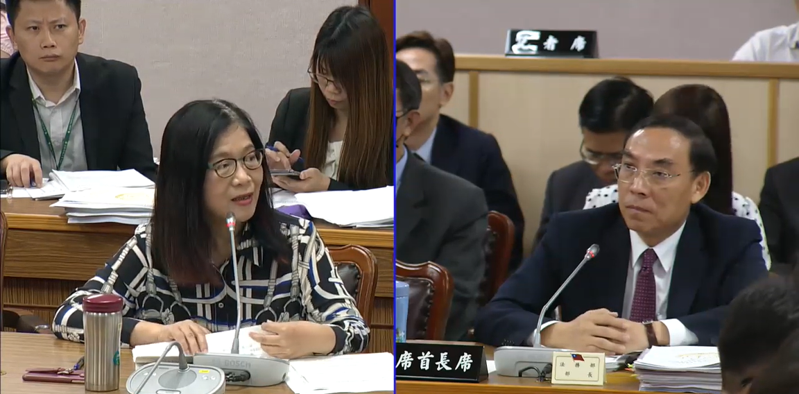 民進黨立委管碧玲今(7)日質詢法務部長蔡清祥時,列出統促黨成立以來多起有系統的暴力討債及針對統獨議題特定對象的暴力行為,籲檢調機關應就明顯例證、並以政黨掩護黑道組織之行為,向法院力陳應視之為組織犯罪。 圖:擷自管碧玲辦公室提供影片 民進黨立委管碧玲今(7)日質詢法務部長蔡清祥時,列出統促黨成立以來多起有系統的暴力討債及針對統獨議題特定對象的暴力行為,籲檢調機關應就明顯例證、並以政黨掩護黑道組織之行為,向法院力陳應視之為組織犯罪。 圖:擷自管碧玲辦公室提供影片