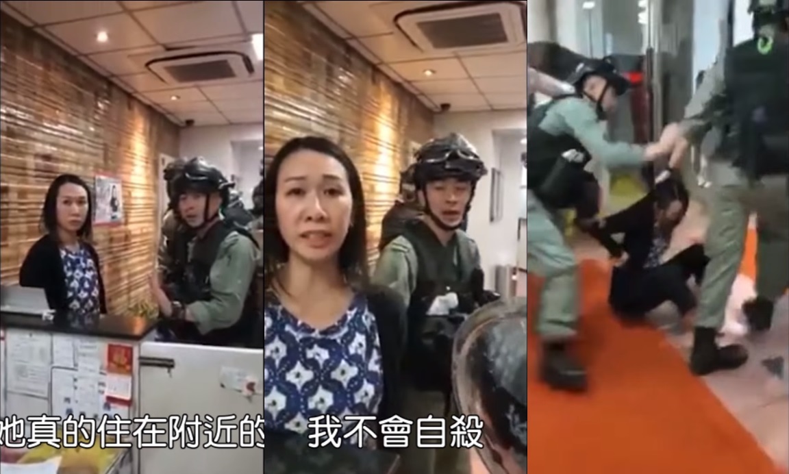 港警暴力執法,強扯女子頭髮逮捕。 圖:翻攝自台灣佛克斯臉書 港警暴力執法,強扯女子頭髮逮捕。 圖:翻攝自台灣佛克斯臉書
