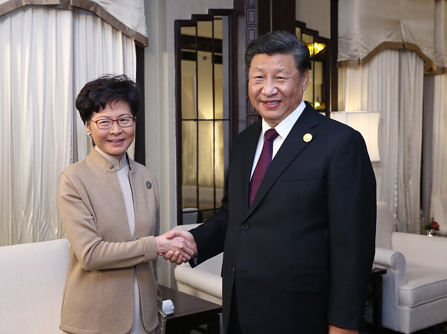 4日晚間,大陸國家主席習近平親自接見香港行政長官林鄭月娥。圖:翻攝新華網 4日晚間,大陸國家主席習近平親自接見香港行政長官林鄭月娥。圖:翻攝新華網
