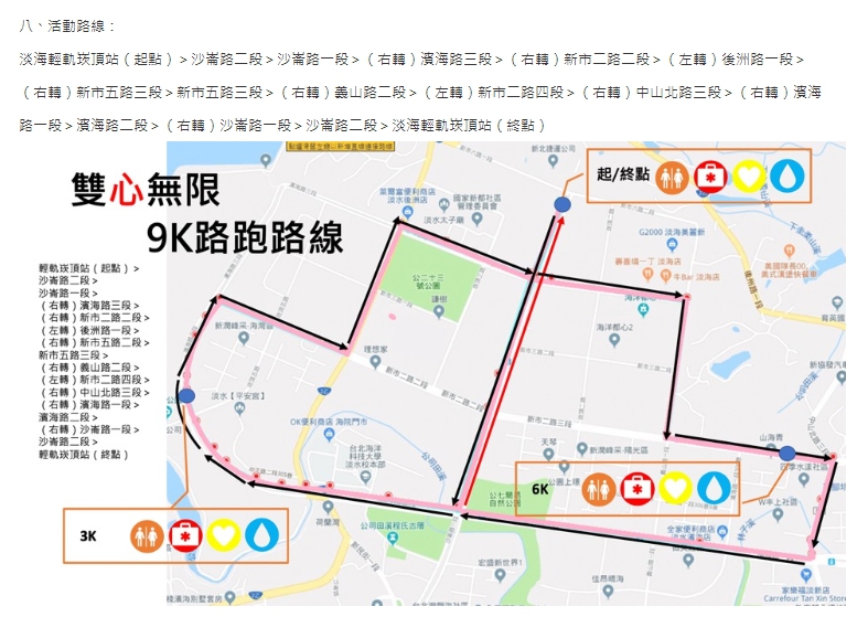 全長9公里的路跑路線,要在地圖上畫出雙心軌跡。 圖:新北市觀旅局/提供 全長9公里的路跑路線,要在地圖上畫出雙心軌跡。 圖:新北市觀旅局/提供