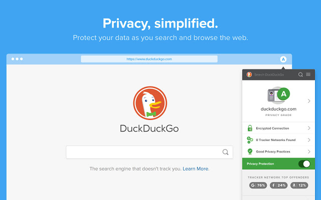 以注重用戶隱私、強調不會分析用戶數據聞名的DuckDuckGo在大部分歐洲國家成為主要預設選項,準備搶奪Google搜尋的龍頭地位。 圖:截取自DuckDuckGo官網 以注重用戶隱私、強調不會分析用戶數據聞名的DuckDuckGo在大部分歐洲國家成為主要預設選項,準備搶奪Google搜尋的龍頭地位。 圖:截取自DuckDuckGo官網