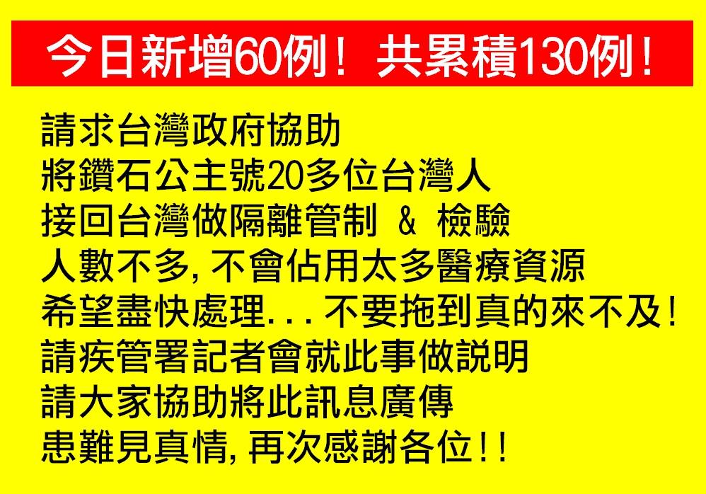 陳日昇在臉書上請求台灣政府協助。 圖:翻攝自陳日昇臉書 陳日昇在臉書上請求台灣政府協助。 圖:翻攝自陳日昇臉書