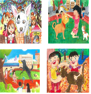 「鼠不盡的幸福」展覽,展出校園犬繪畫賽得獎作品 。 圖:新北市動保處/提供 「鼠不盡的幸福」展覽,展出校園犬繪畫賽得獎作品 。 圖:新北市動保處/提供