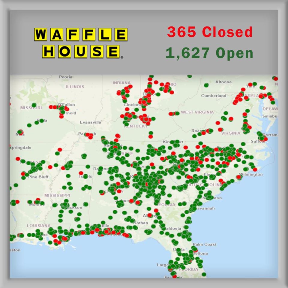Waffle House今天在臉書宣布,目前已關閉全美365家分店。 圖:翻攝自Waffle House臉書 Waffle House今天在臉書宣布,目前已關閉全美365家分店。 圖:翻攝自Waffle House臉書