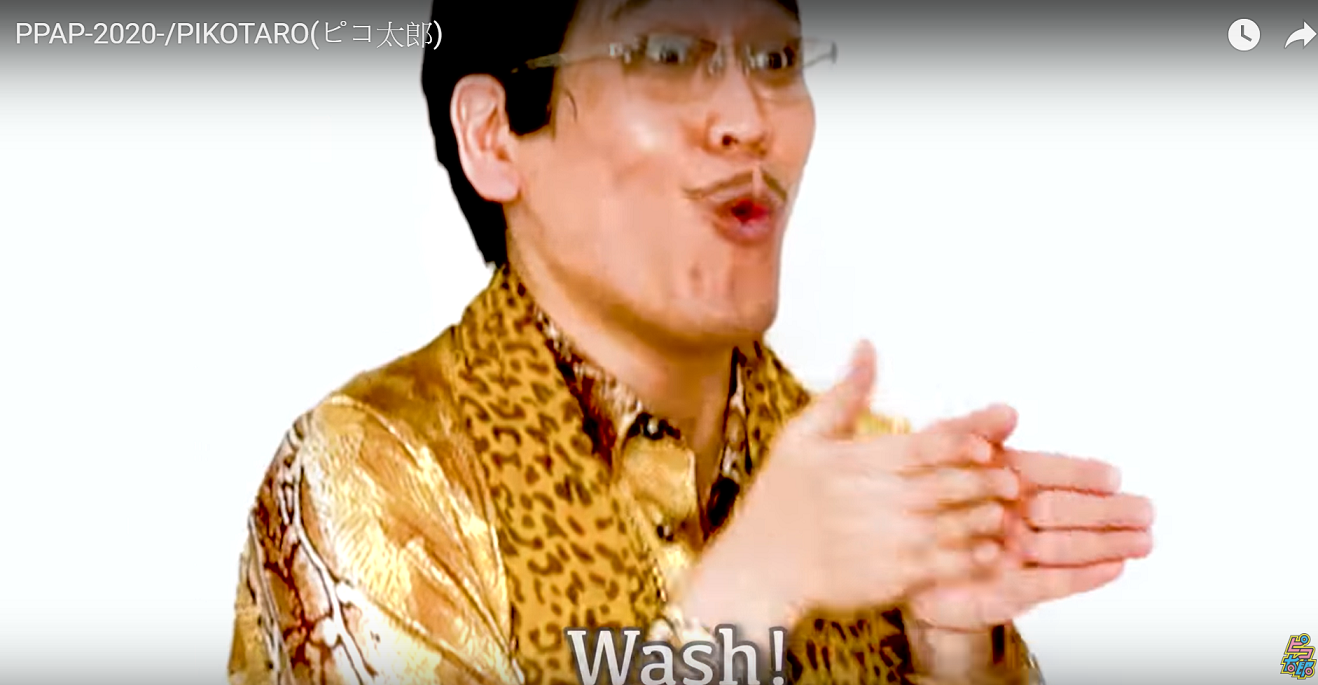 PIKO太郎加入大量的「Wash」,呼籲大眾勤洗手。 圖 : 翻攝自PIKO太郎 Youtube PIKO太郎加入大量的「Wash」,呼籲大眾勤洗手。 圖 : 翻攝自PIKO太郎 Youtube