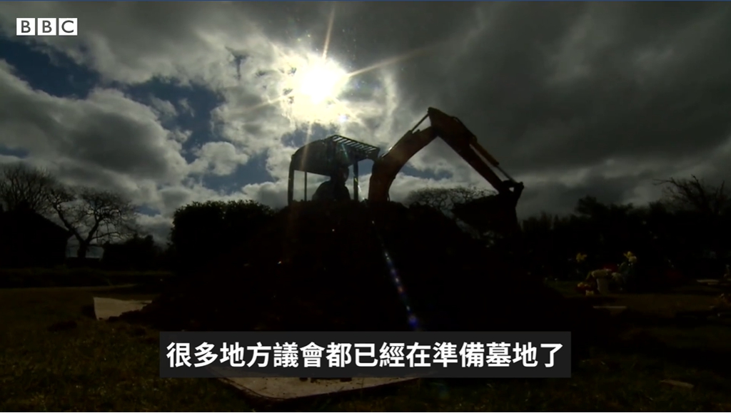 武漢肺炎造成歐洲死亡人數大幅攀升,英國有地方議會已經提前準備墓地了。 圖:翻攝BBC中文網臉書 武漢肺炎造成歐洲死亡人數大幅攀升,英國有地方議會已經提前準備墓地了。 圖:翻攝BBC中文網臉書