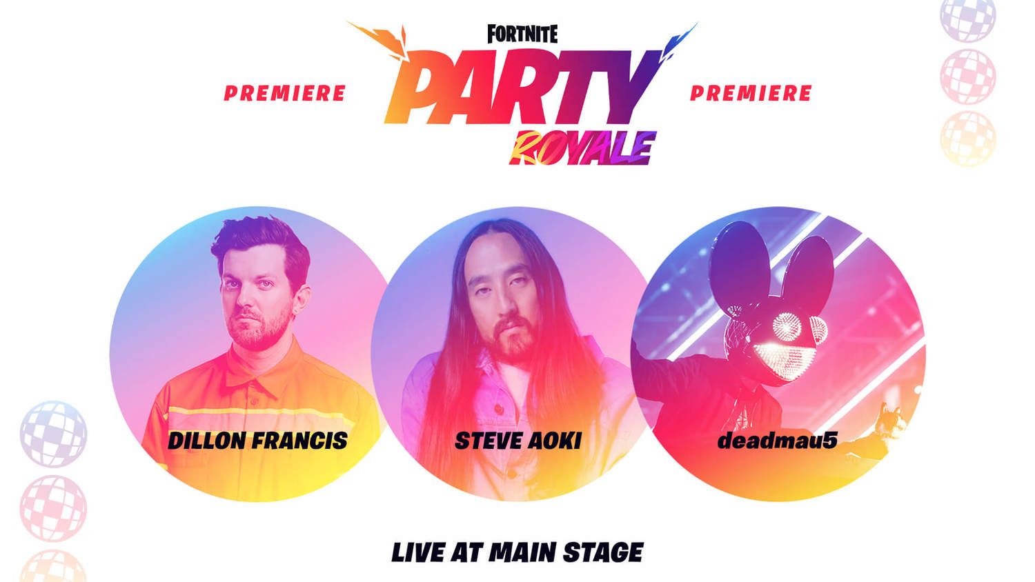《要塞英雄》邀集Dillon Francis、Steve Aoki、Deadmau5辦線上派對。 圖:翻攝自官網 《要塞英雄》邀集Dillon Francis、Steve Aoki、Deadmau5辦線上派對。 圖:翻攝自官網