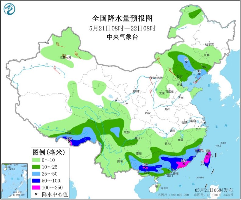 根據中國氣象局的官方預報指出,北京除了有雷陣雨,還有大風等強對流天氣。 圖:擷取自中國氣象局 根據中國氣象局的官方預報指出,北京除了有雷陣雨,還有大風等強對流天氣。 圖:擷取自中國氣象局