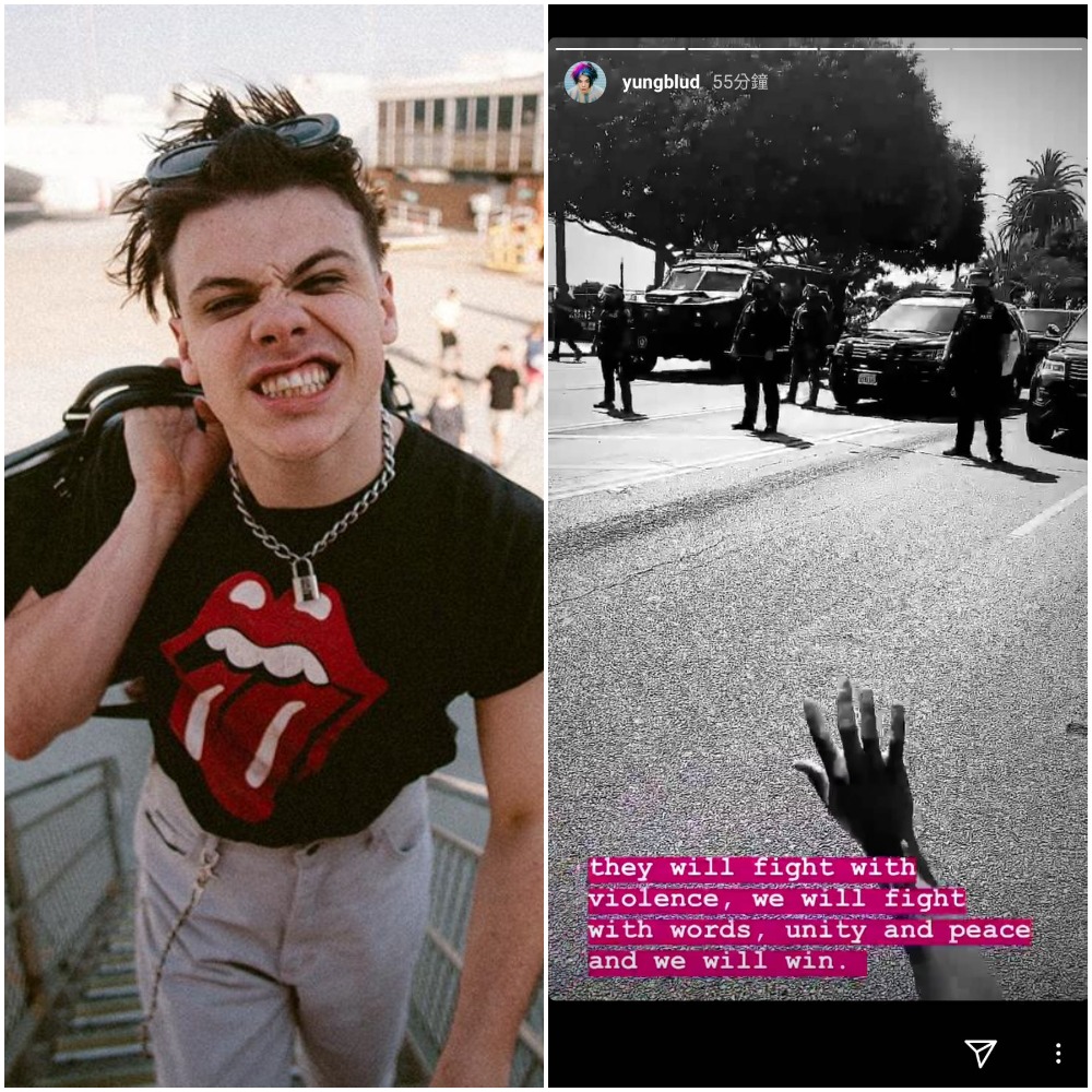創作歌手Yungblud同樣也親自上街頭抗議,表示大家只要團結與保持和平,將會贏得這場抗爭。 圖 : 翻攝自Yungblud IG 創作歌手Yungblud同樣也親自上街頭抗議,表示大家只要團結與保持和平,將會贏得這場抗爭。 圖 : 翻攝自Yungblud IG