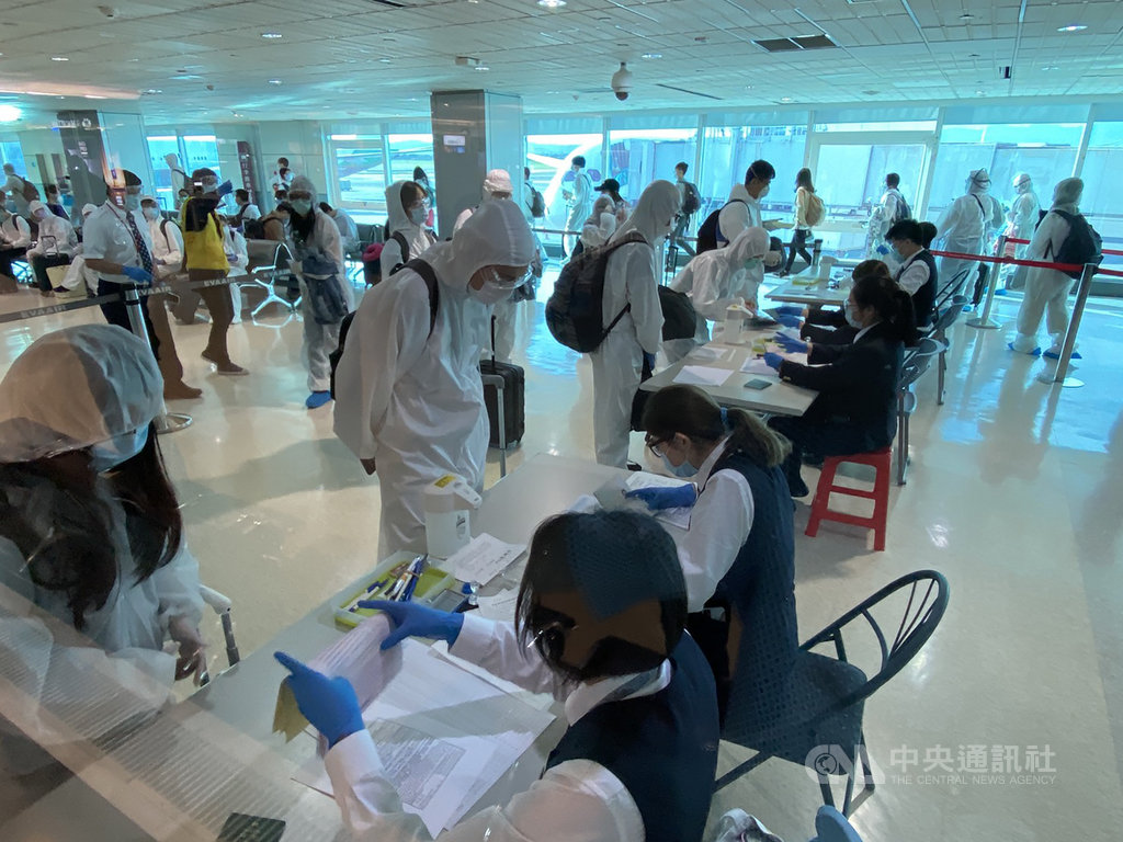 波蘭航空搭載116名學生與台商7日返台,經過各項篩檢登錄後,集中被送到檢疫所隔離。 圖/中央社 波蘭航空搭載116名學生與台商7日返台,經過各項篩檢登錄後,集中被送到檢疫所隔離。 圖/中央社