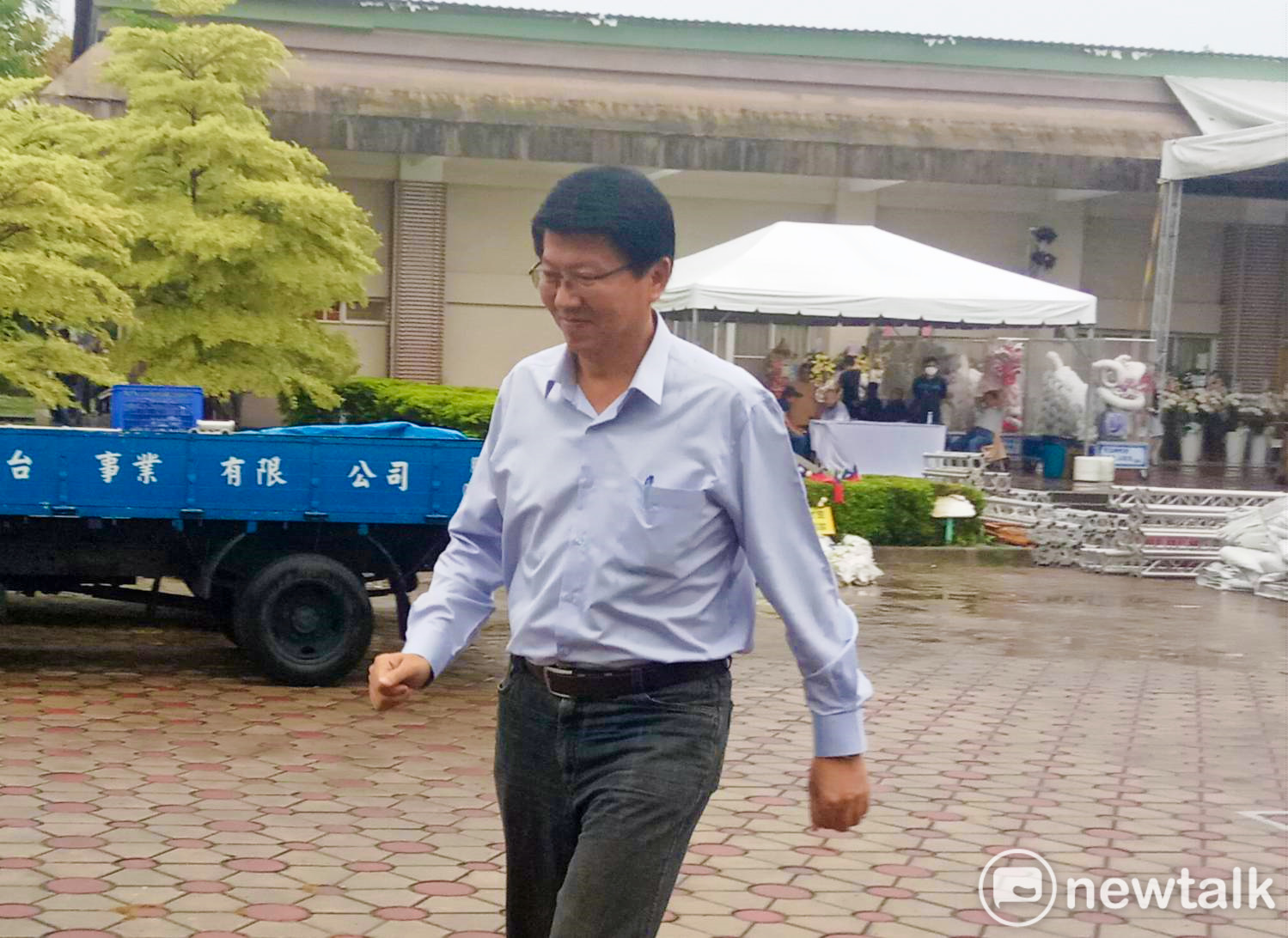 國民黨台南市黨部主委謝龍介到場致意。 圖:孫家銘/攝 國民黨台南市黨部主委謝龍介到場致意。 圖:孫家銘/攝