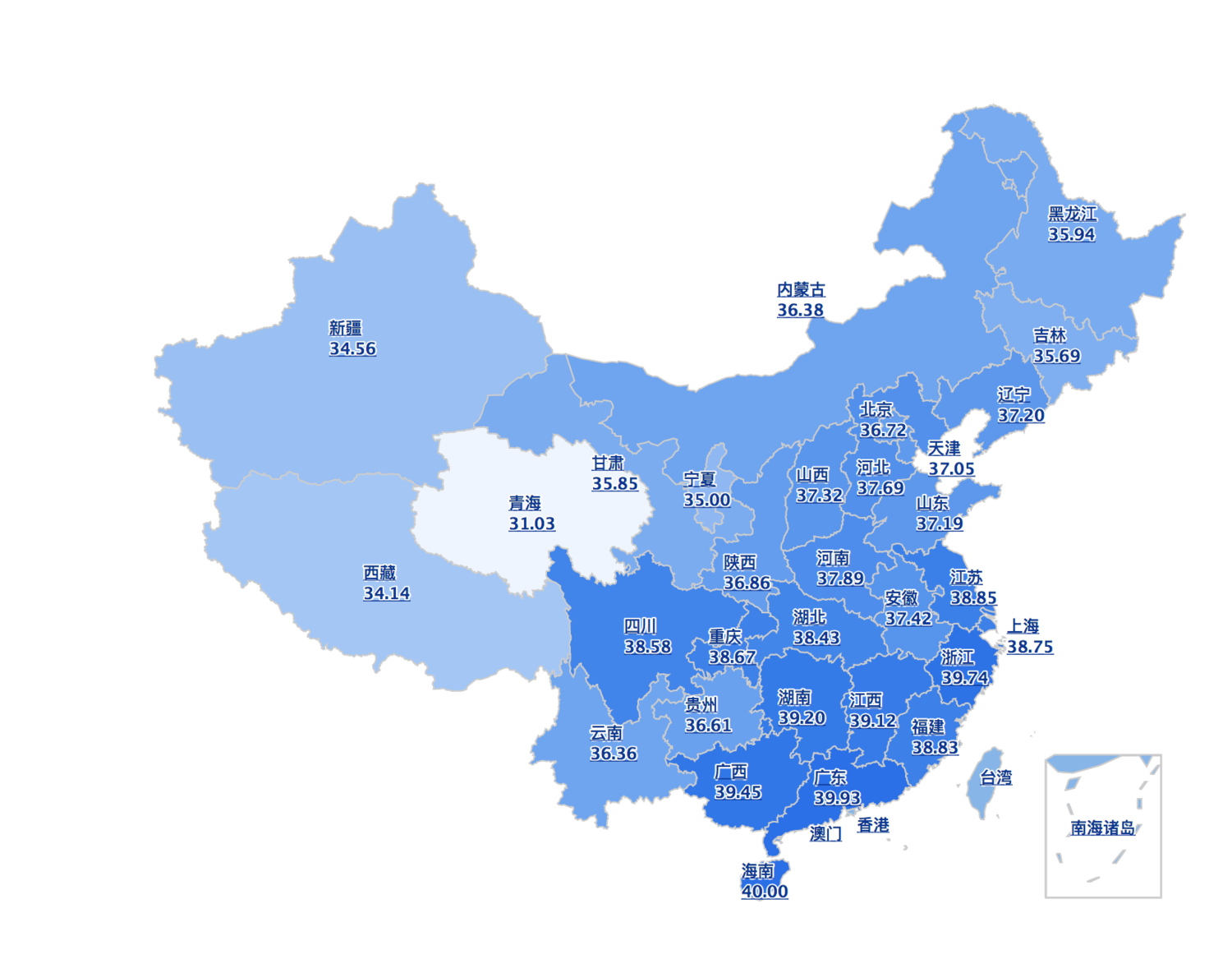 中國全國的豬肉價。 圖:擷取自豬價系統3.0 中國全國的豬肉價。 圖:擷取自豬價系統3.0