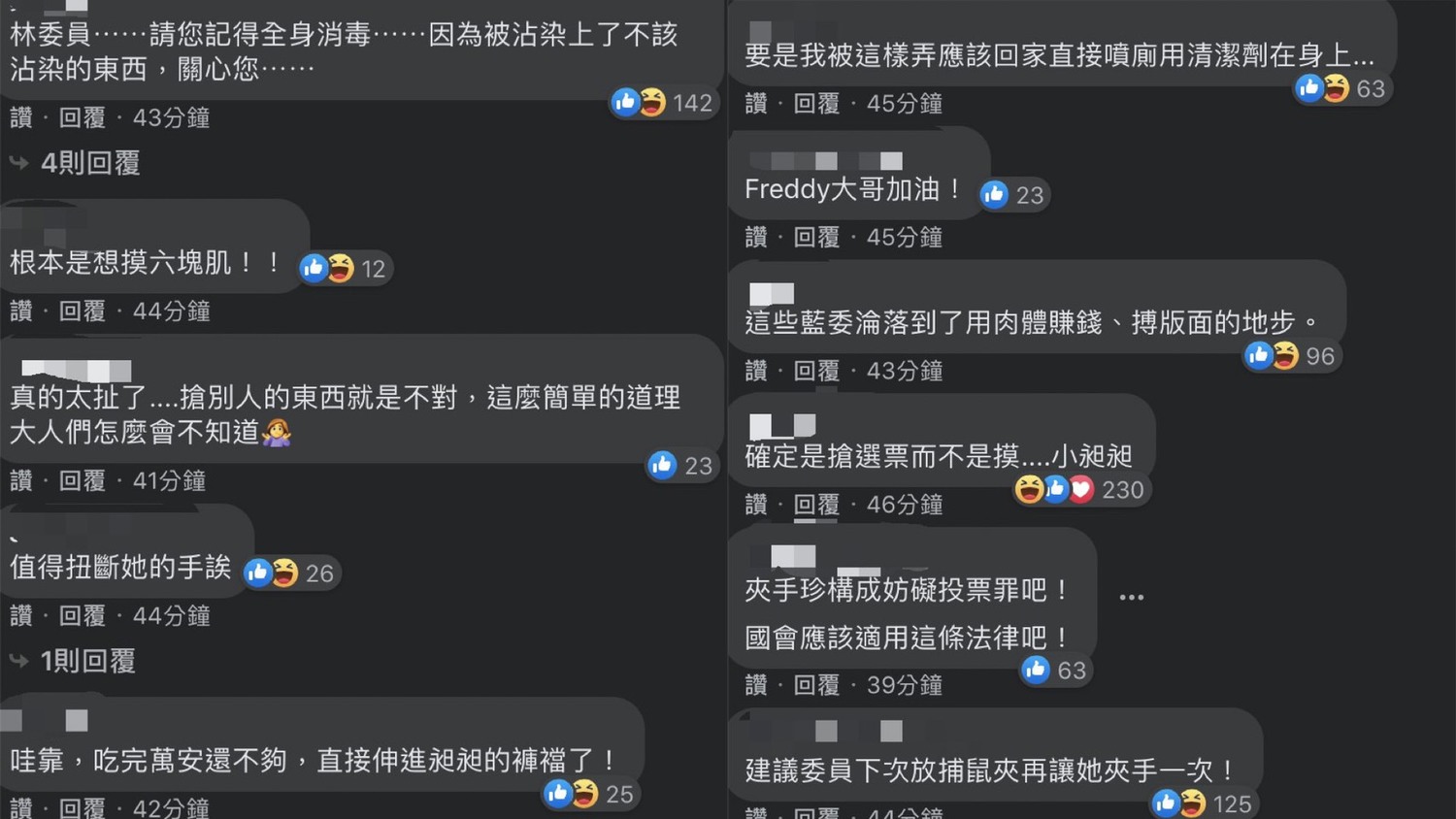 大批網民在立委林昶佐臉書發文下留言,狠酸陳玉珍個人行為。 圖:截取自林昶佐個人臉書 大批網民在立委林昶佐臉書發文下留言,狠酸陳玉珍個人行為。 圖:截取自林昶佐個人臉書