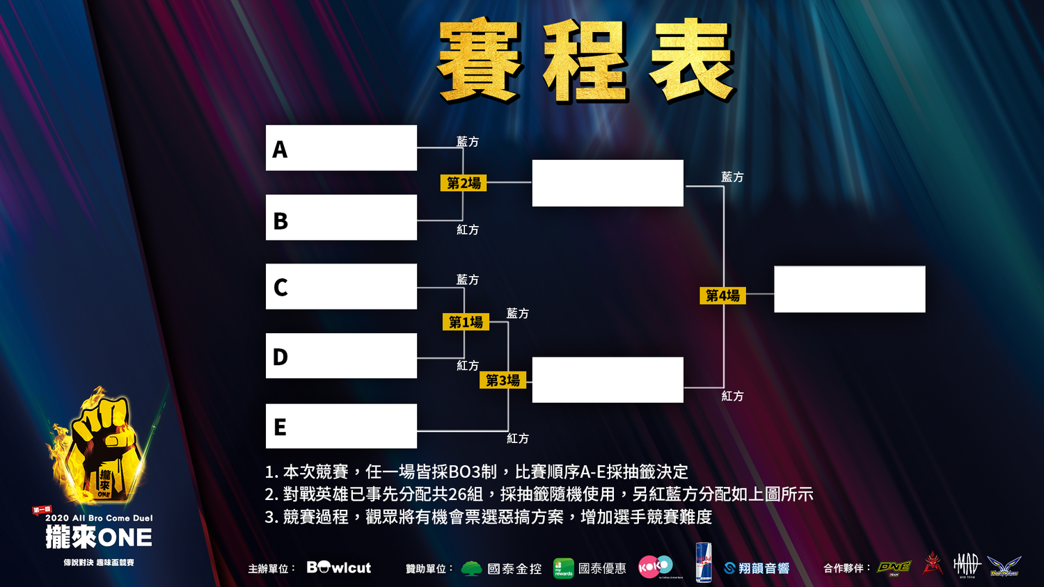 《傳說對決》攏來ONE趣味盃競賽賽程表。 圖：西瓜皮育樂/提供