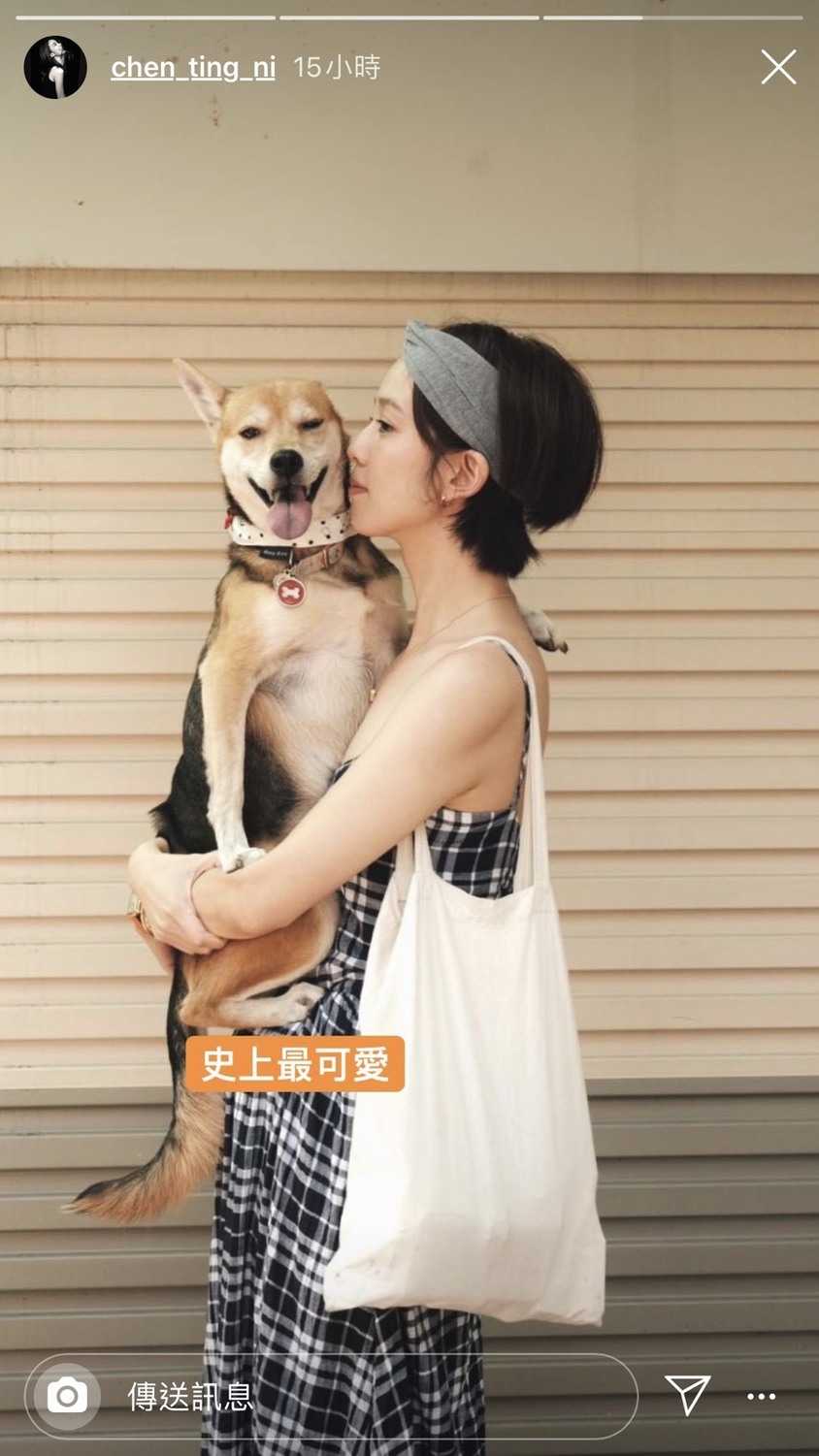 陳庭妮難得悠閒帶著愛犬出去散步。 圖:翻攝Instagram 陳庭妮難得悠閒帶著愛犬出去散步。 圖:翻攝Instagram