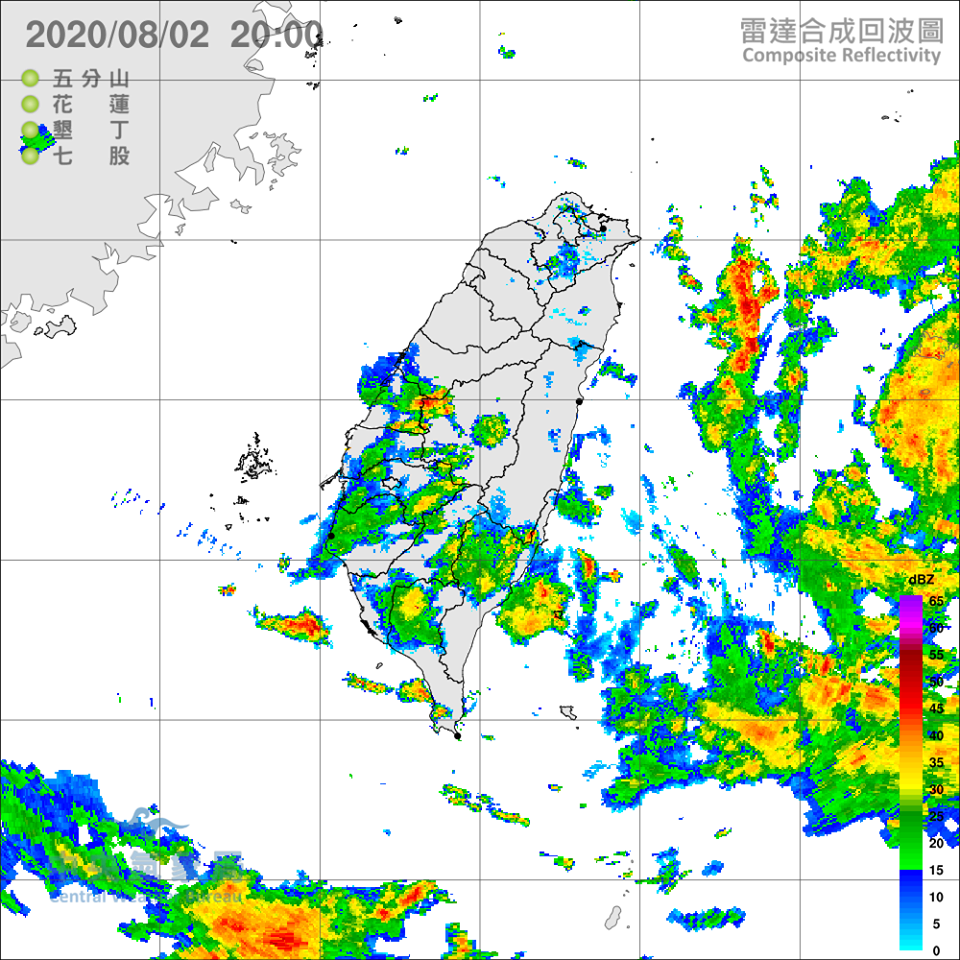 受外圍環流影響,有局部性大雨出現。 圖:中央氣象局/提供 受外圍環流影響,有局部性大雨出現。 圖:中央氣象局/提供